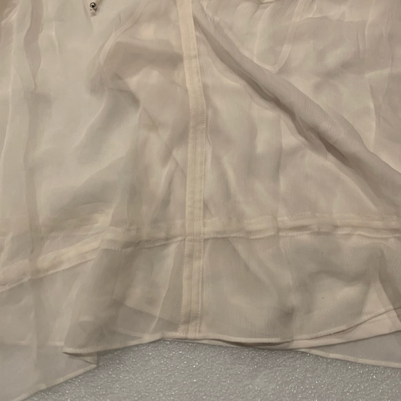 BCBGMAXAZRIA Ruffle Long Sleeve Chiffon Top Blouse Off White/GARDENIA MRSP $198 - Picture 9 of 15